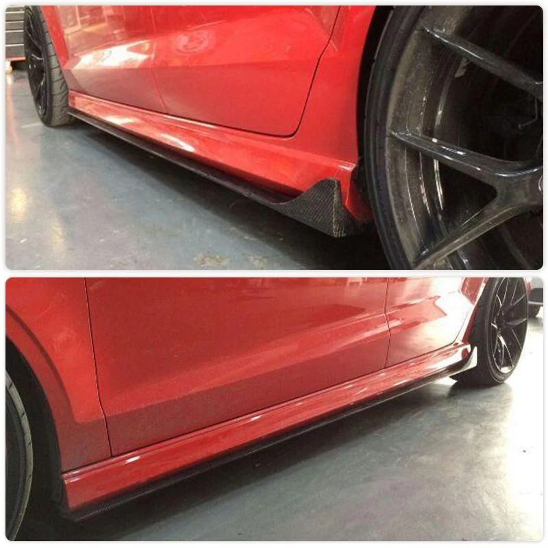 Carbon Fiber Car Side Skirts Body Kits for Audi A3 Sline S3 Sedan 4-Door 2014-2017 Door Bumper Extenstion Lip Not for Standard