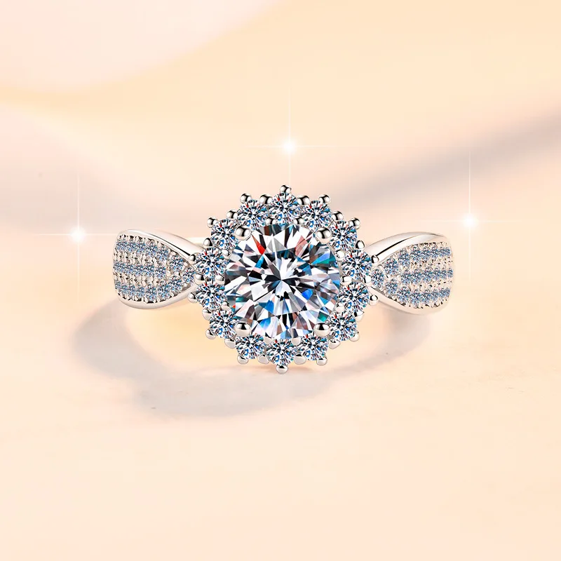Hypoallergenic raw metal wraps 2ct moissanite for womens starry sky ring using harmless pure PT950 platinum sheets