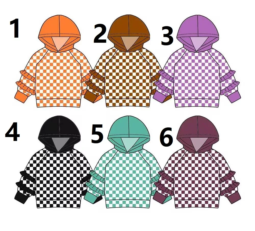 New design multi-color plaid girls long sleeve sweater with lace boutique children's clothing wholesale