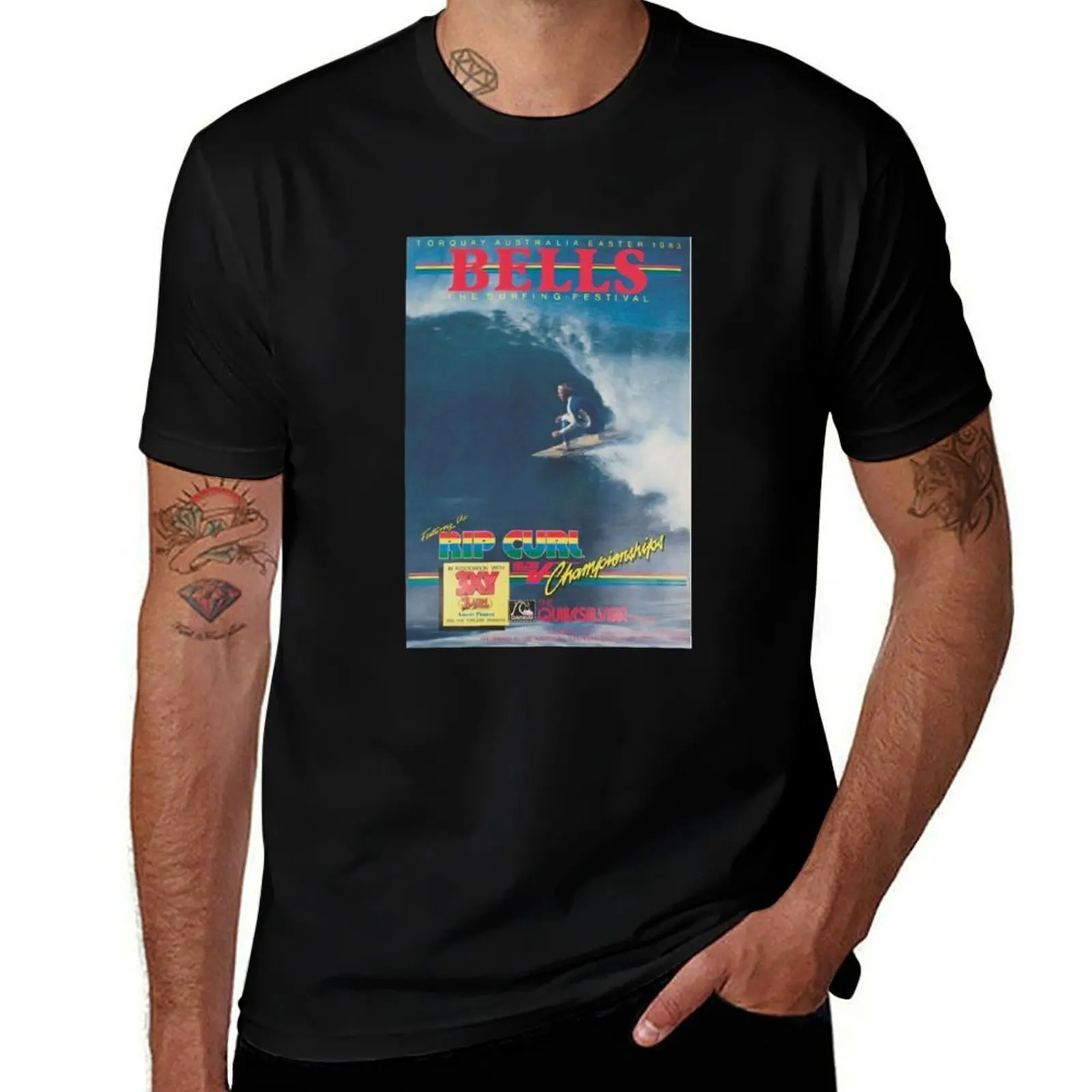 

vintage australia surfing poster 1983 T-Shirt Basic Short Sleeve T-Shirt for Men