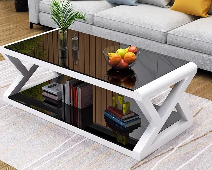 Modern tea table, small unit office, tempered glass living room, TV cabinet, minimalist European style tea table