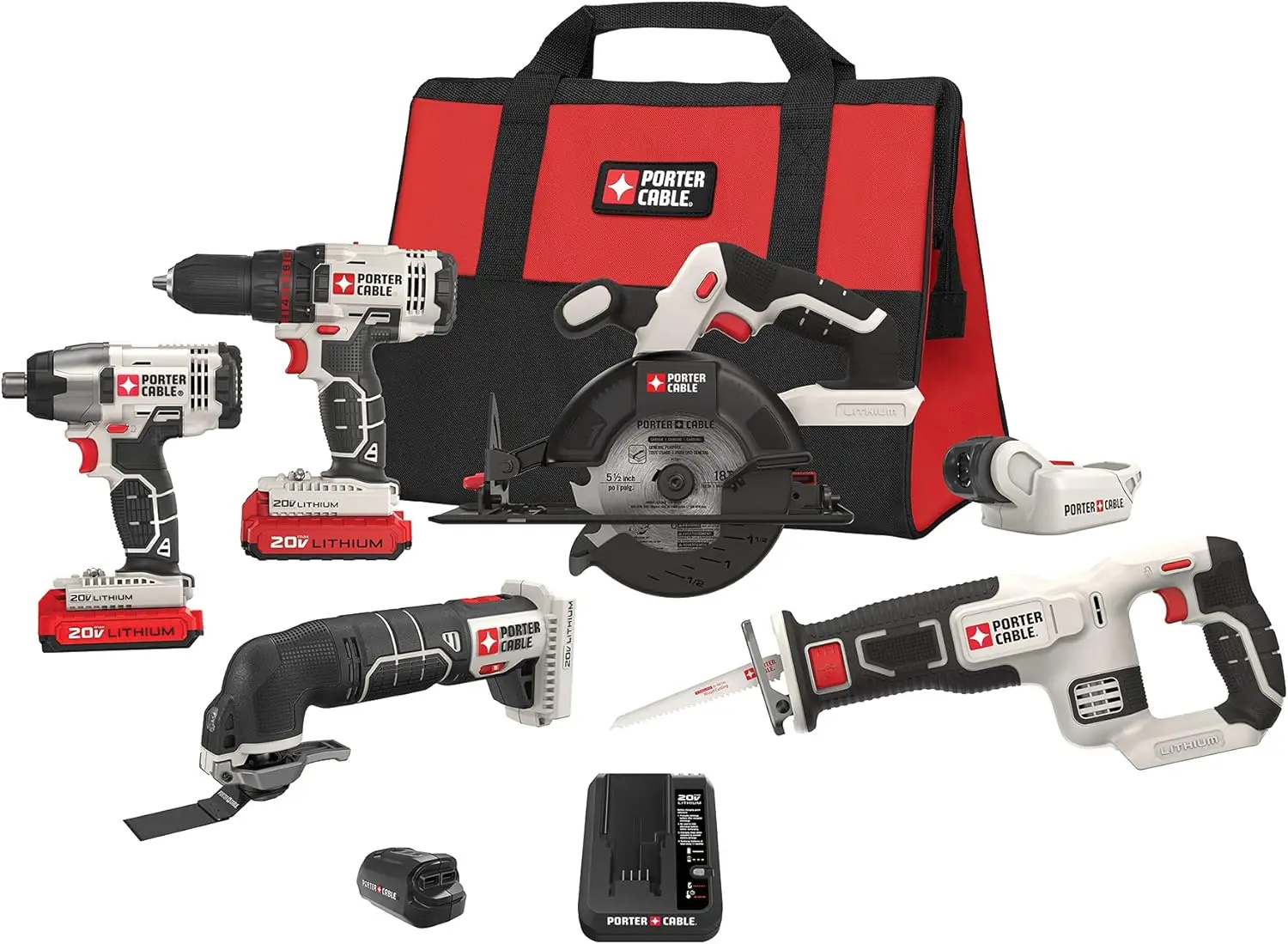 20V Lithium Ion 6-Tool Combo Kit with Free USB Device