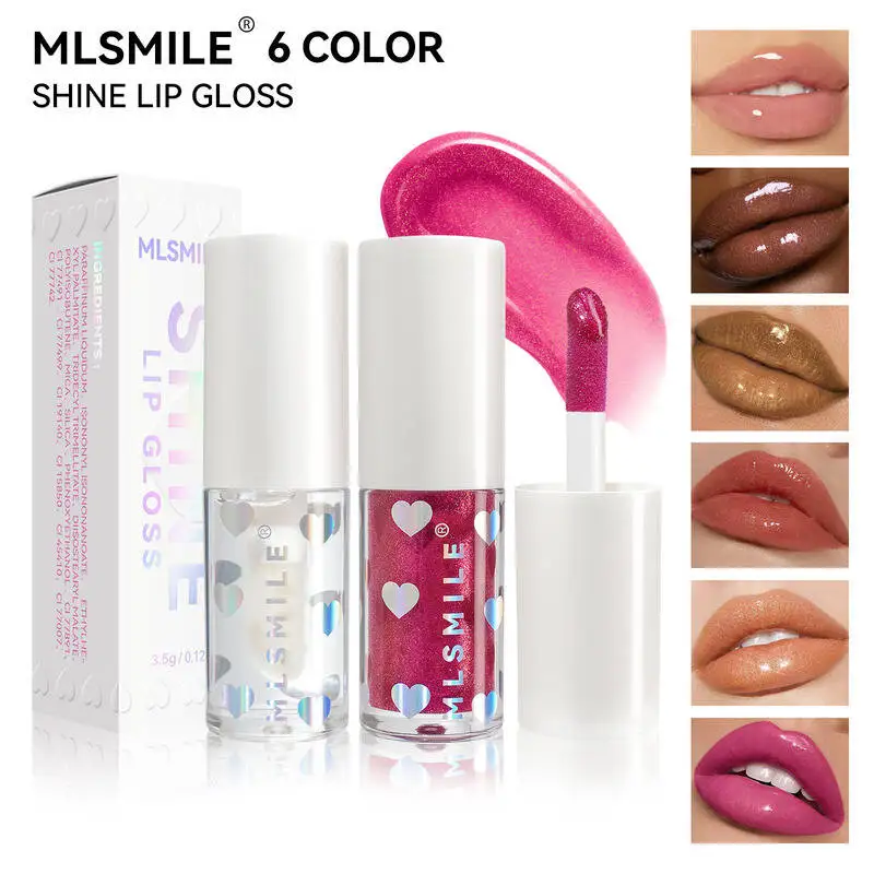 MLSMILE 6 Colors Pearlescent Glaze Long-Lasting Moisturizing Easy-To-Color Liquid Lipstick Christmas Lip Gloss 2025 new