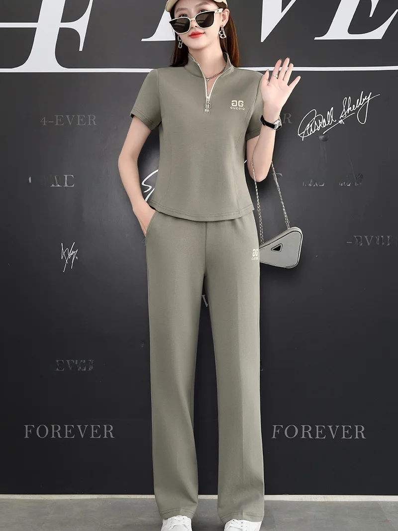 

Женский повседневный спортивный костюм, лето 2026, модный американский стиль, свободный крой, большие размеры, для спортзала и бега, комплект из двух предметов