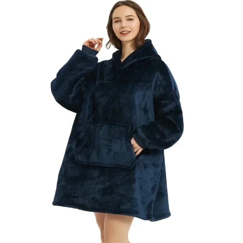 Winter Hoodies Sweatshirt Frauen Männer Pullover Fleece Riesen TV Übergroße Decke mit Ärmeln Robe Tragbare Decken – Detail 33
