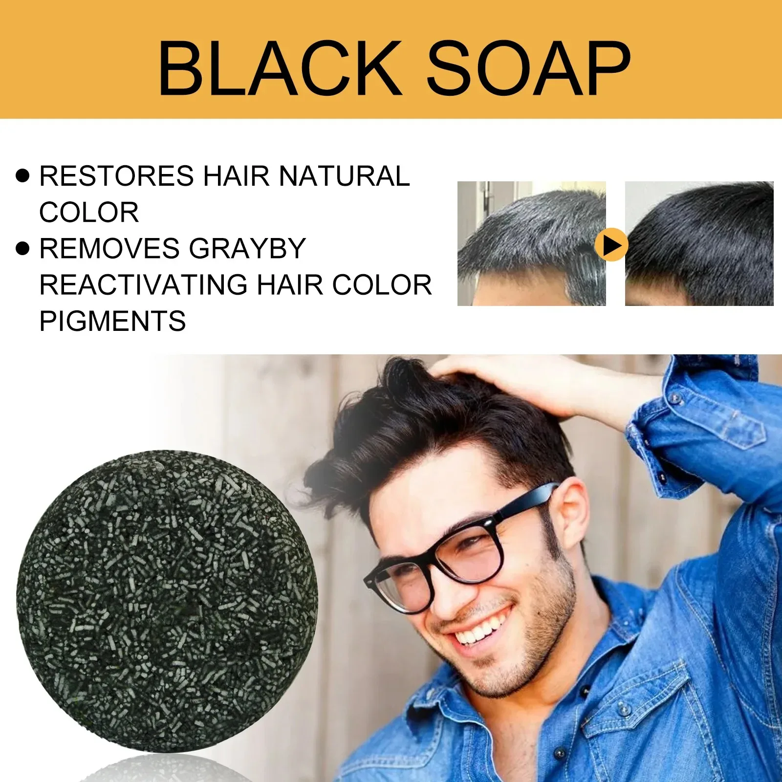 Polygonum Multiflorum Black Hair Soap Darkening Shampoo Bar Repair Gray White Color Dye Face Hair Body Shampoo For Man Women image 5