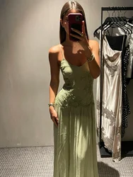 Spaghetti Strap Maxi Dress Luxury Sequin Lace Vestidos Elegant Casual Wedding Guest Dresses Vacation Green Robe 2026 New Trends