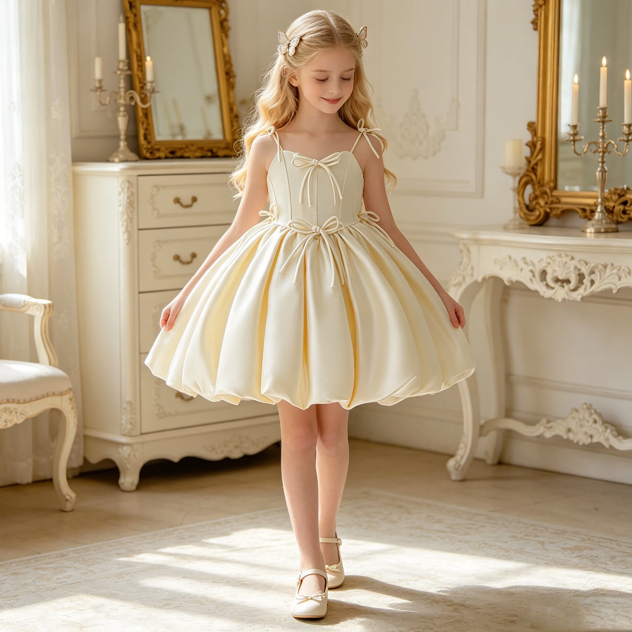 Sommerparty-Hochzeitskleid für Mädchen, elegantes Kleid mit Schleife, Brautjungfernkleid, Geburtstags-Tutu, Prinzessinnenkleid für Mädchen, Festkleid, Taufkleid, Ballkleid, Vestido
