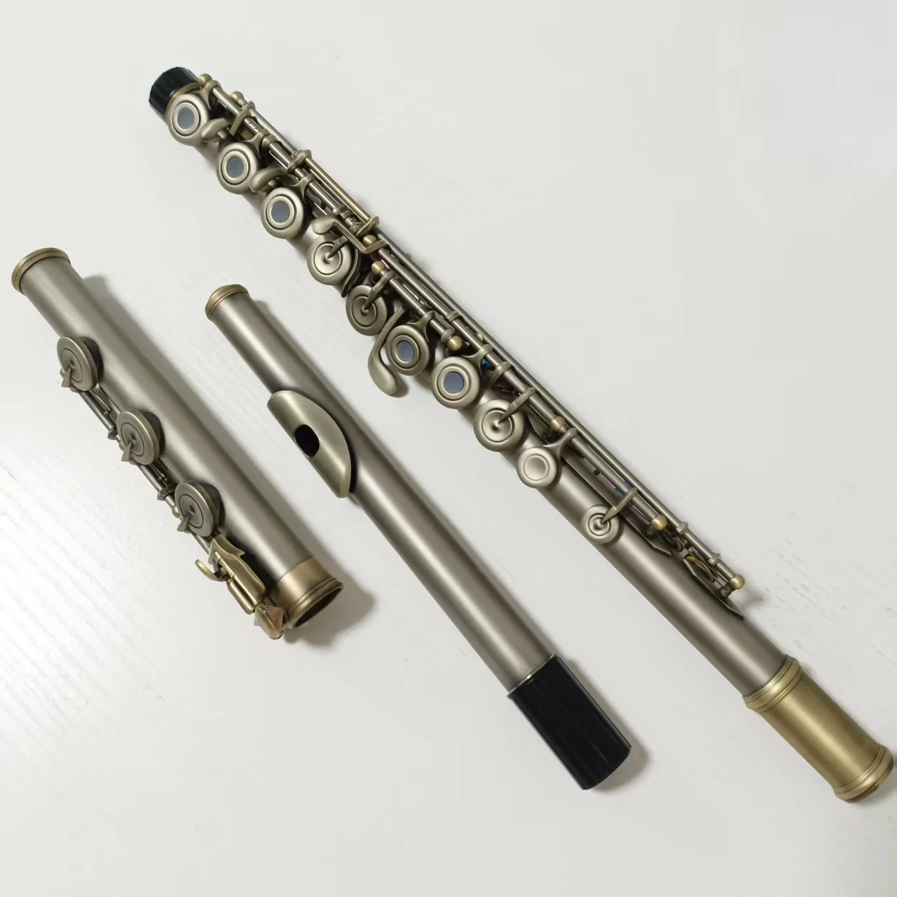 C‑Tone 17‑Hole Open Hole Flute With E‑Mechanism Antique Bronze Finish Woodwind Musical Instrument