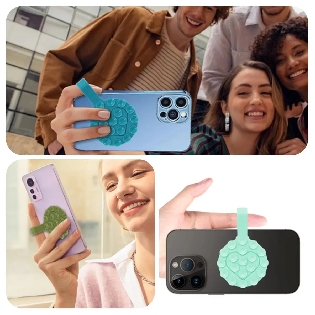 Portable Silicone Suction Cup Mobile Phones Stand Multifunction Double-Sided Anti-Slip Holder Mount Sucker Pad Cellphone Bracket