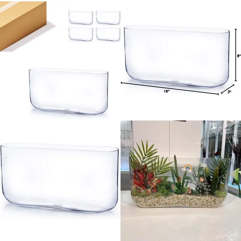 

Прямоугольная ваза из прозрачного стекла, 3 ширины x 16 длина x 8 высоты, цветочный контейнер с круглыми углами для свадеб, вечеринок и мероприятий