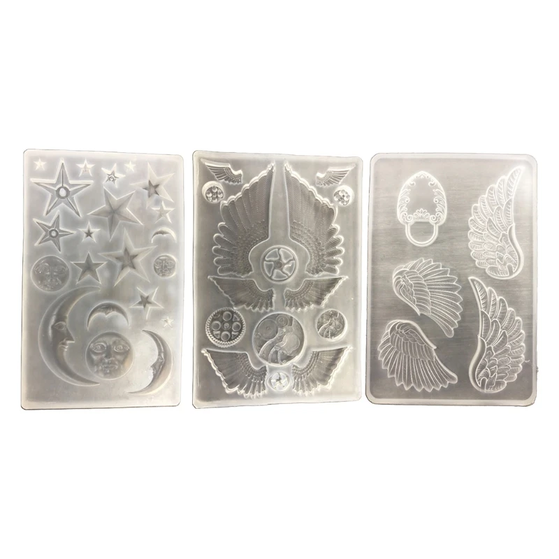 

Y1UB DIY Star Moon Face Angel Wing Silicone Mould Crafts Decorations Making Tool Crystal Epoxy Resin Mold