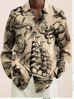 

2026 Spring/Autumn Men's Shirt Fashion 3D Loose Casual Long Sleeve Shirt