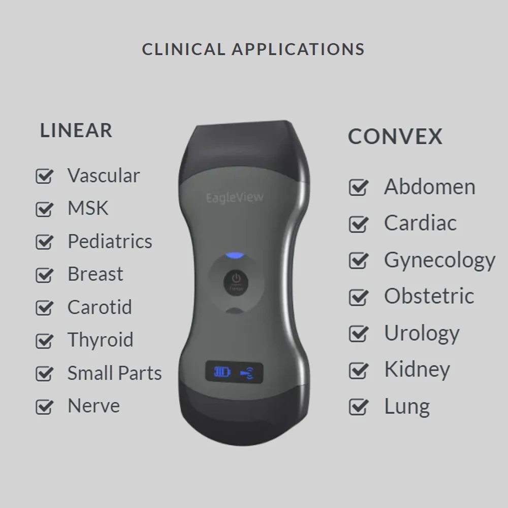 New 128 Elements Physiotherapy Doppler Wireless Handheld Ultrasound Vascular USB Scanner Double Linear for Full-body Diagnostic