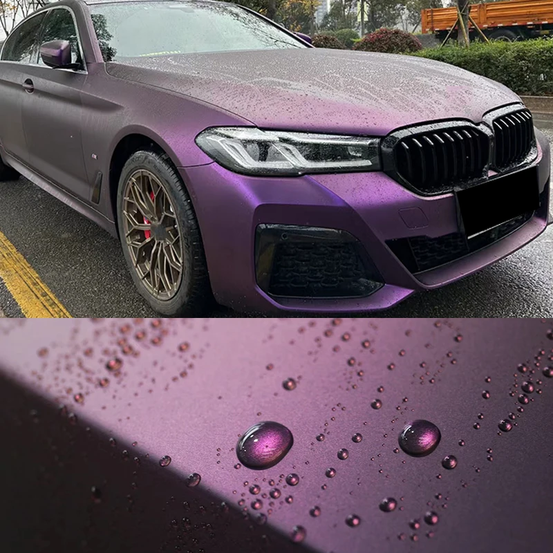 PET الترا ماتي شبح أسود أرجواني معدني سيارة الفينيل التفاف الفيلم مع الهواء الإصدار ذاتية اللصق DIY دراجة نارية ملصق مائي