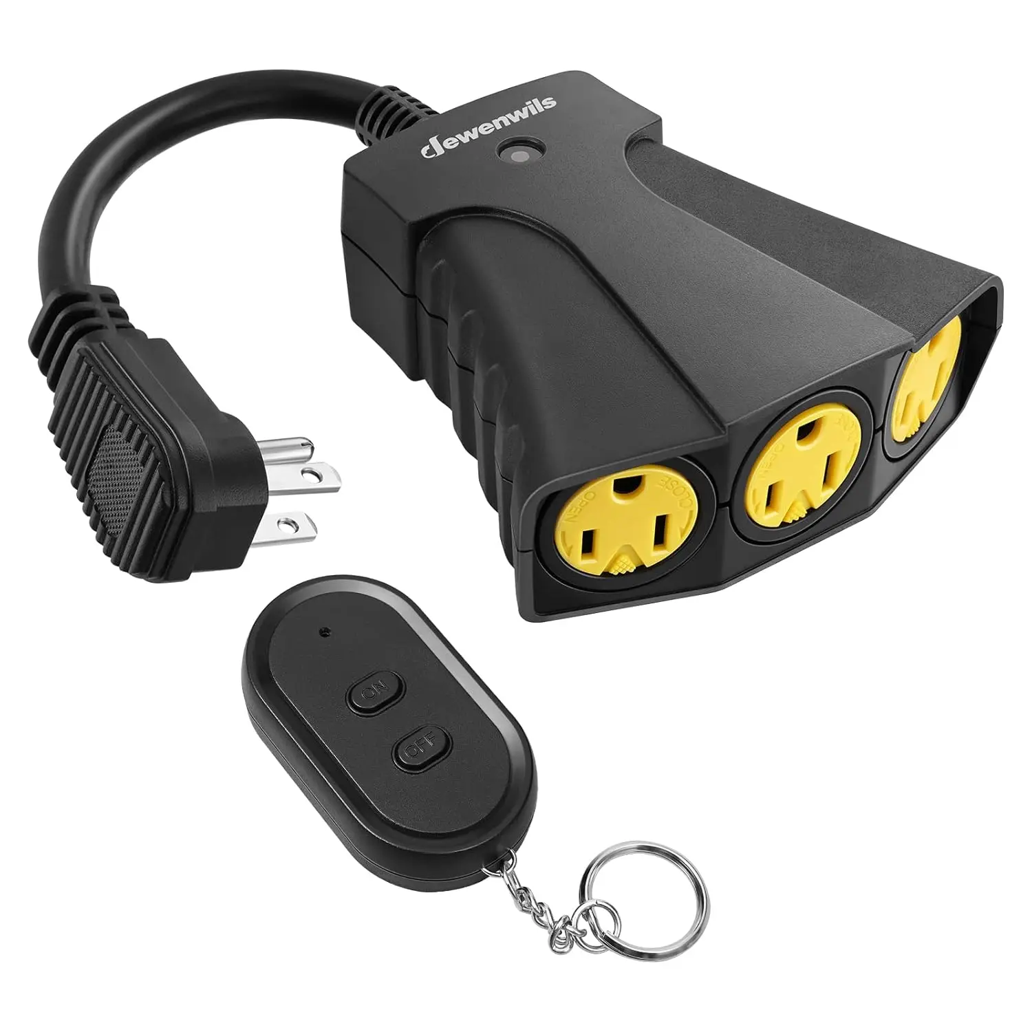 

Outdoor Remote Control Outlet - Wireless Weatherproof Heavy Duty 3 Grounded Outlets for String Lights, 100ft Range, UL Listed