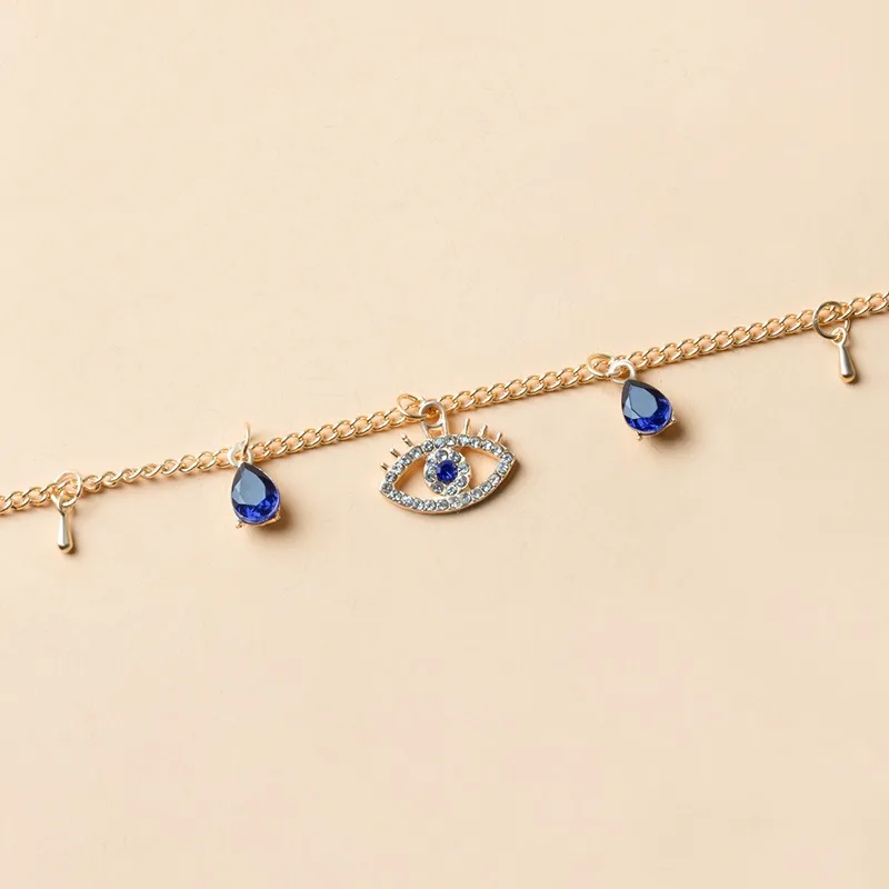 Collana di cristallo di moda blu gotico malocchio per le donne Elegante collana con pendente a goccia d'acqua Semplice regalo di gioielli girocollo per ragazza Boho