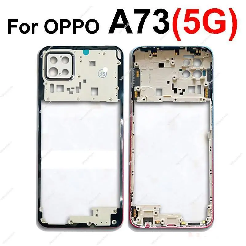 Lunette de couverture de cadre de boîtier central avec bouton de volume, remplacement de cadre d'objectif, OPPO A73 5G, CPH2161