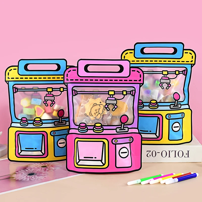 5/20Pcs Cartoon Candy Gift Bags Portable Snack Food Packing Bags Self-Sealing Plastic Pouch Kids Birthday Party Favors Wedding
