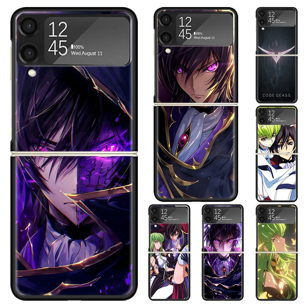 Code Geass Anime Hard PC Back Phone Case for Samsung Galaxy ZFlip 6 5 Z Flip 4 ZFlip6 Z Flip6 5G ZFlip4 Flip3 Zflip5 Cover