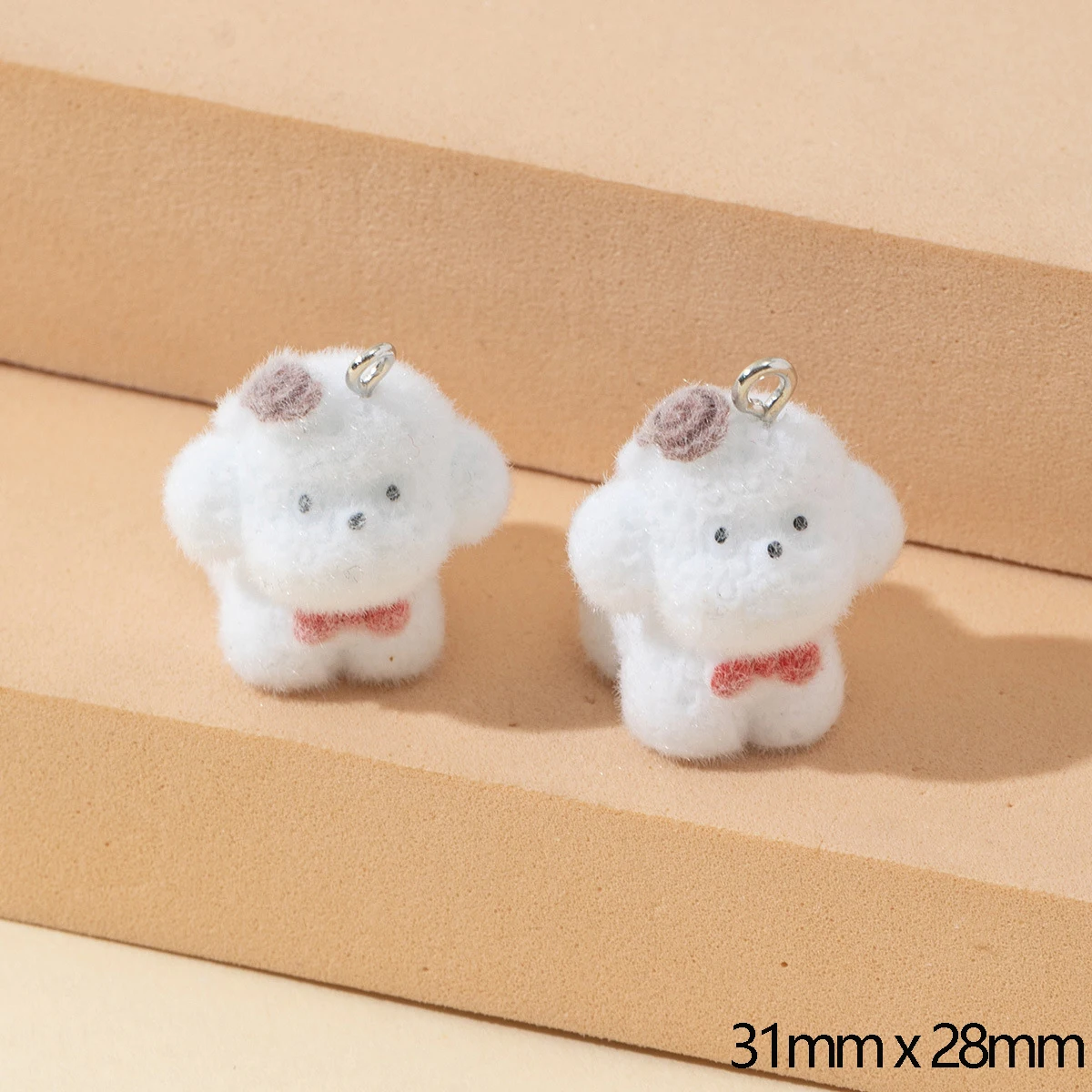 20Pcs 3D Resin Flocking Teddy Dog Charms Animal Plush Dolls Pendant for Necklace Earrings Making DIY Jewelry Accessories