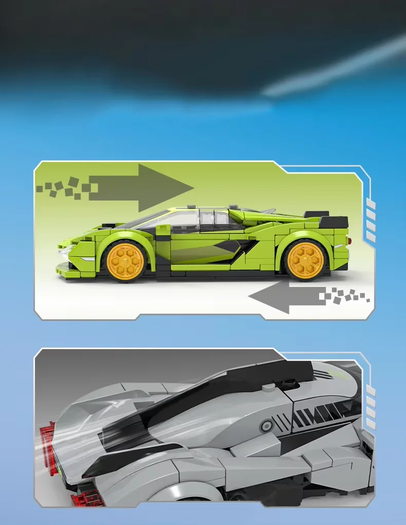 SEMBO BLOCK Berühmte Autoserie Sportwagen-Bausatz Bausteine MOC Rennwagen-Modell Bausteine Supersportwagen-Spielzeug Geburtstagsgeschenke – Detail 9