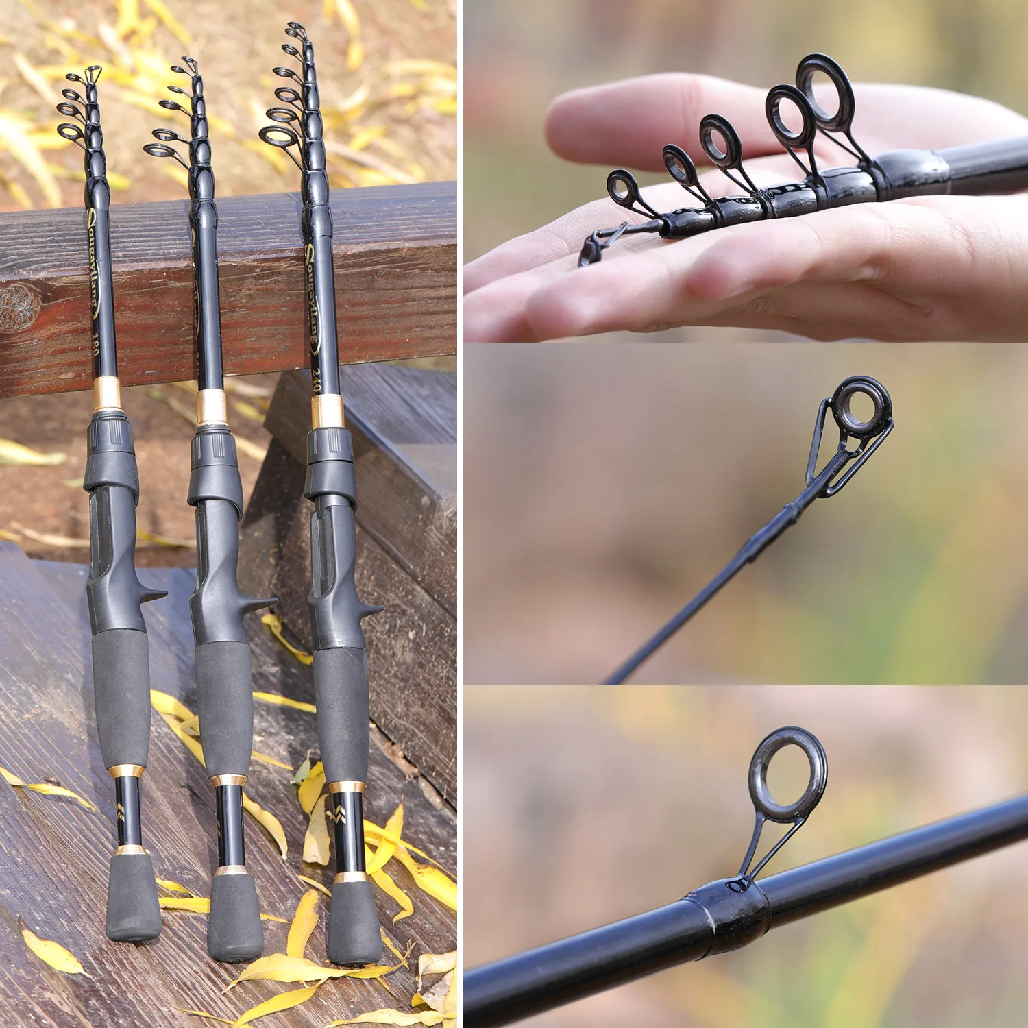 Sougayilang 1,8-2,4 m Casting Fishing Combo Teleskop-Angelrute und 7,2:1 Hochgeschwindigkeits-Angelrolle mit 150 m Schnur Pesca – Detail 10