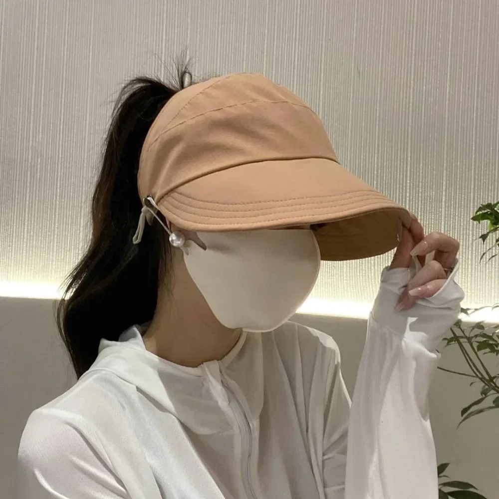 Gorros Summer Wide Brim Sunhat Women Foldable Adjustable Outdoor Beach Bucket Hat UV Protection Visors Fisherman Ponytail Caps
