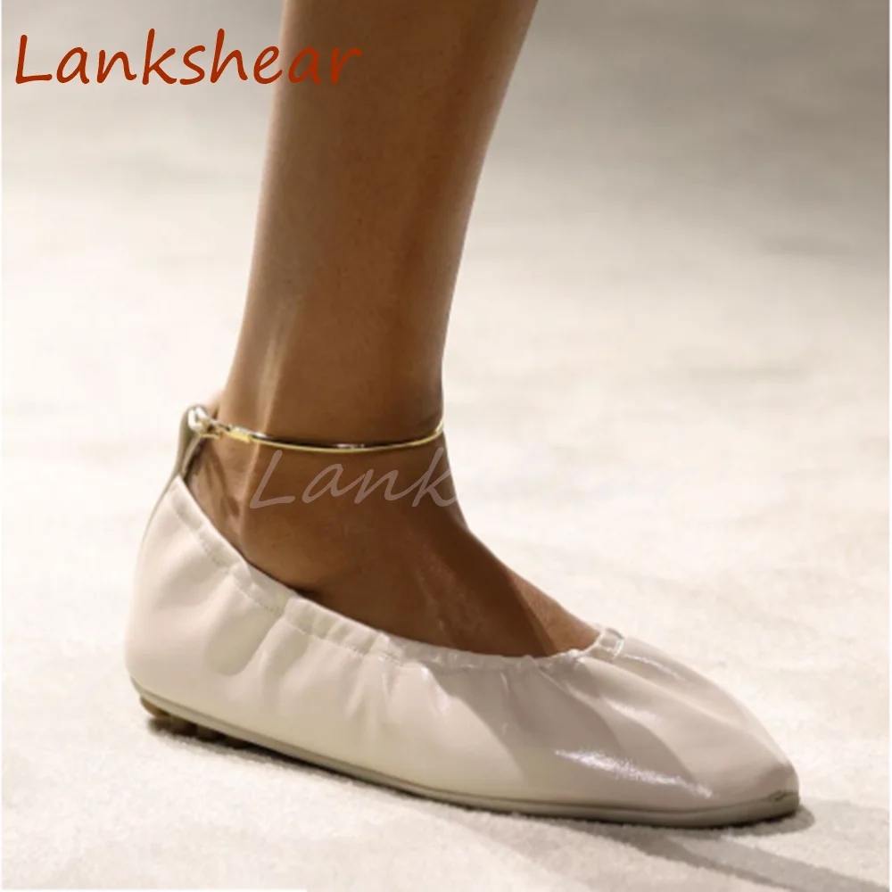 

Round Toe Flat Sole Women Shoes Fashion Solid Niche Design Summer Genuine Leather Shallow Runway Show Women Shoes New Arrivals