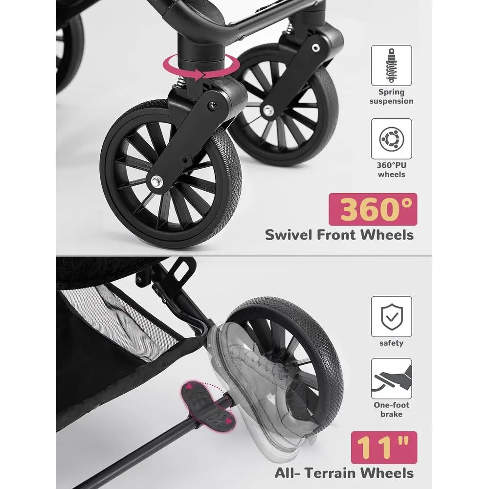 Carrinho dobrável para animais de estimação de 4 rodas para cães pequenos a médios de até 60 libras, transportador removível, adequado para 2 animais de estimação, cesta de armazenamento, brea