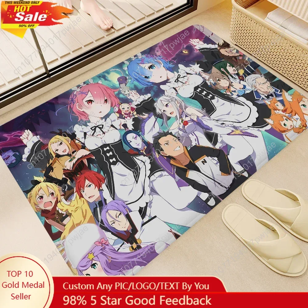 Re Zero Anime Room Mats Retro Multiple Choice Living Room Kitchen Rug Non-Slip Welcome Rug