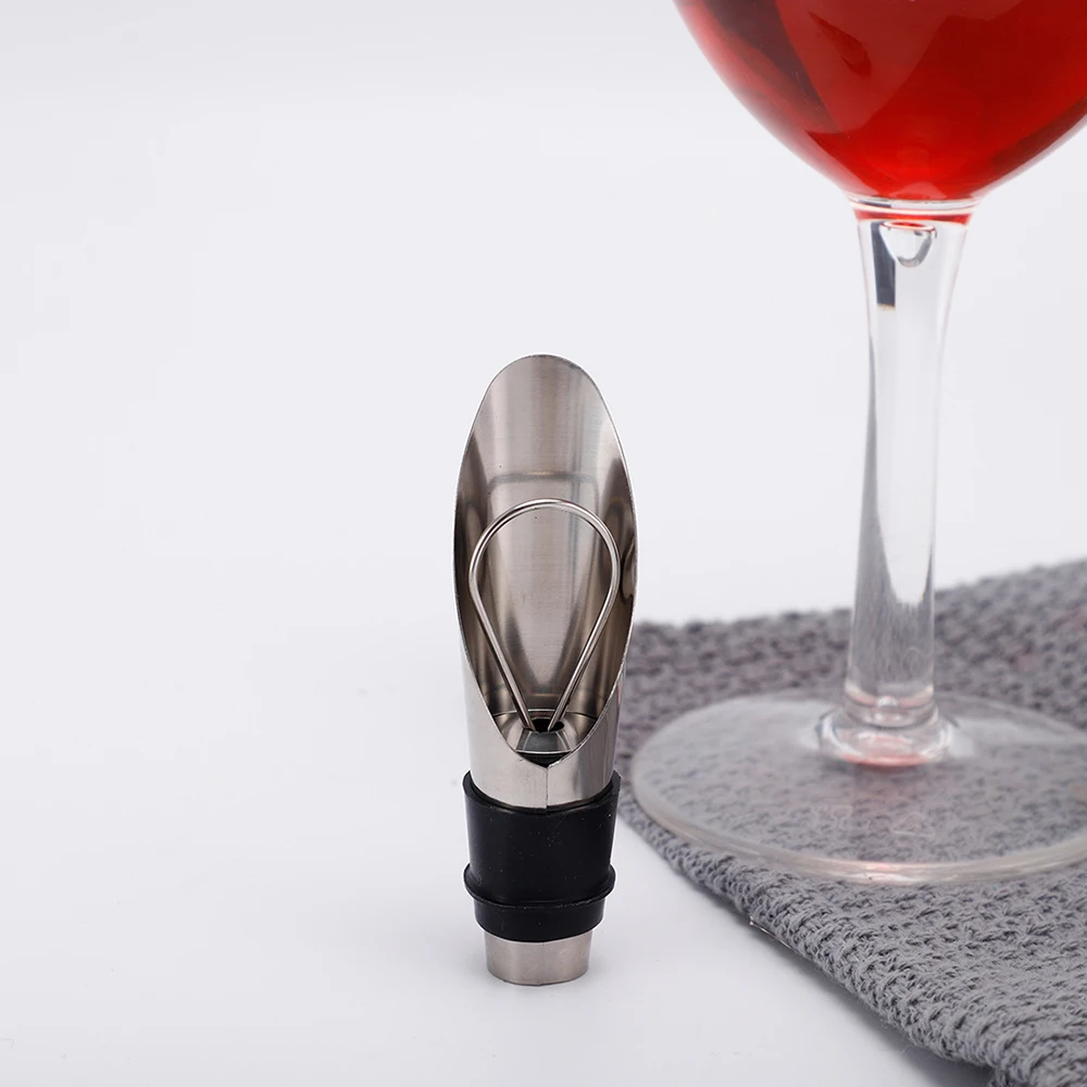Liquor Spirit Red Wine Pourer Flow Wine Bottle Pour Spout Stopper Stainless Steel Cap Portable Filter Kitchen Accessory Decanter - Image 3