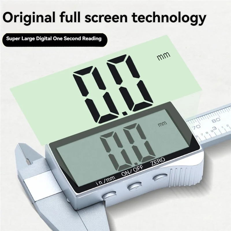 

【Flash Sale】Electronic Digital Display Vernier Caliper Inch/Metric Conversion 6Inch 0-150Mm Full-Screen Caliper Measurement Tool