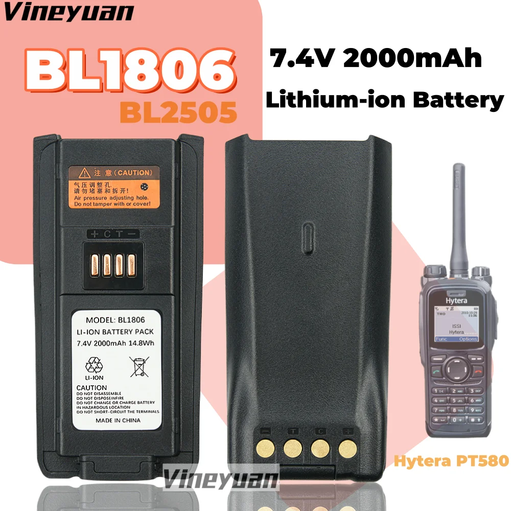 

NEW 7.4V 2000mAh HYT BL1806 Li-ion Battery For Hytera HYT PT580 PT580H PT580H Plus BL2505 Series TETRA PORTABLE Radios