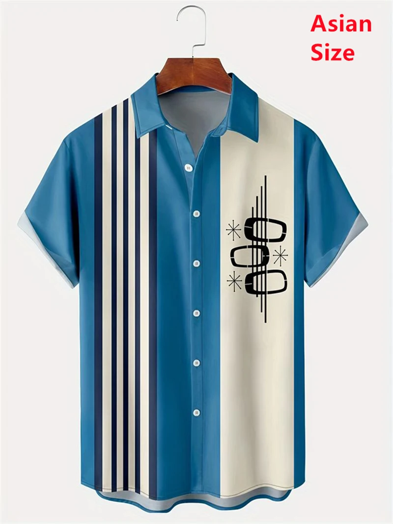 

Summer Street Daily Fashion Men's Short-sleeved Shirt Seaside Party Casual Men's Short-sleeved Shirt Striped Printed Mens Shirts