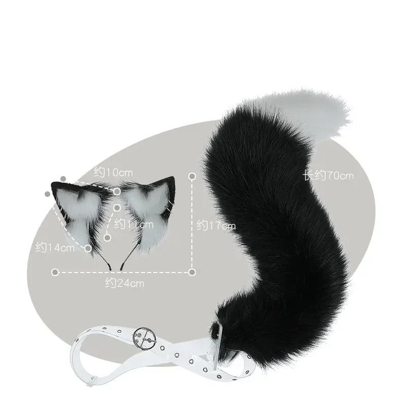 New Grey Wolf Fox Headwear Furry Cat Ear Tail Props Jackal Ears Headband Handmade Anime COSPLAY Lolita KC LOL Accessorie CMM1401