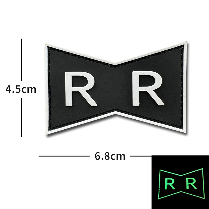 R logo patches hook luminous PVC Badges Reflective Tactical Patch For Clothing Bag DIY Accessories