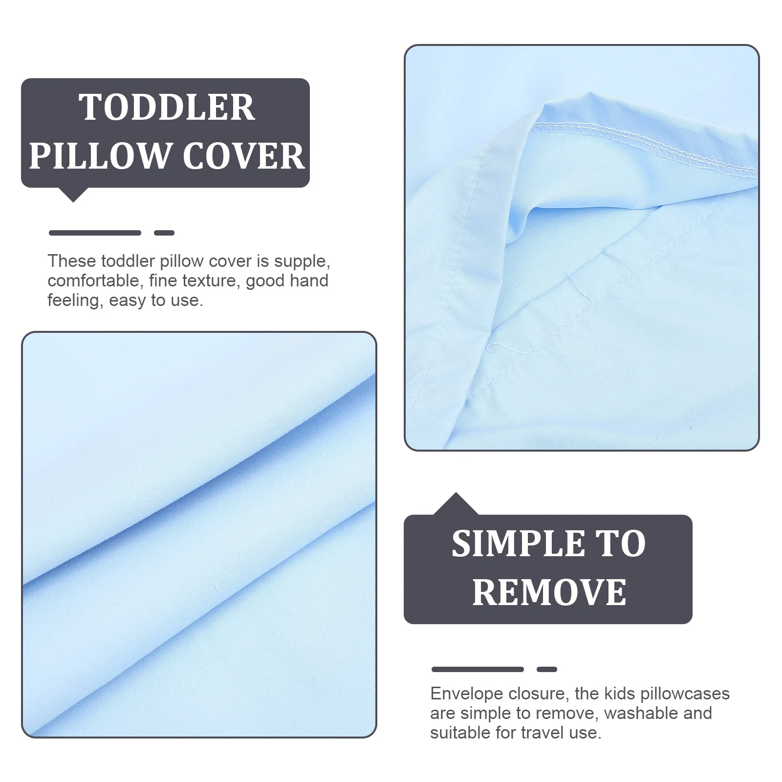 Travel Pillow Cover Microfiber Carded Envelope Solid Color Children's Cases 2 Pack White Pillowcase for Kids Combing Covers