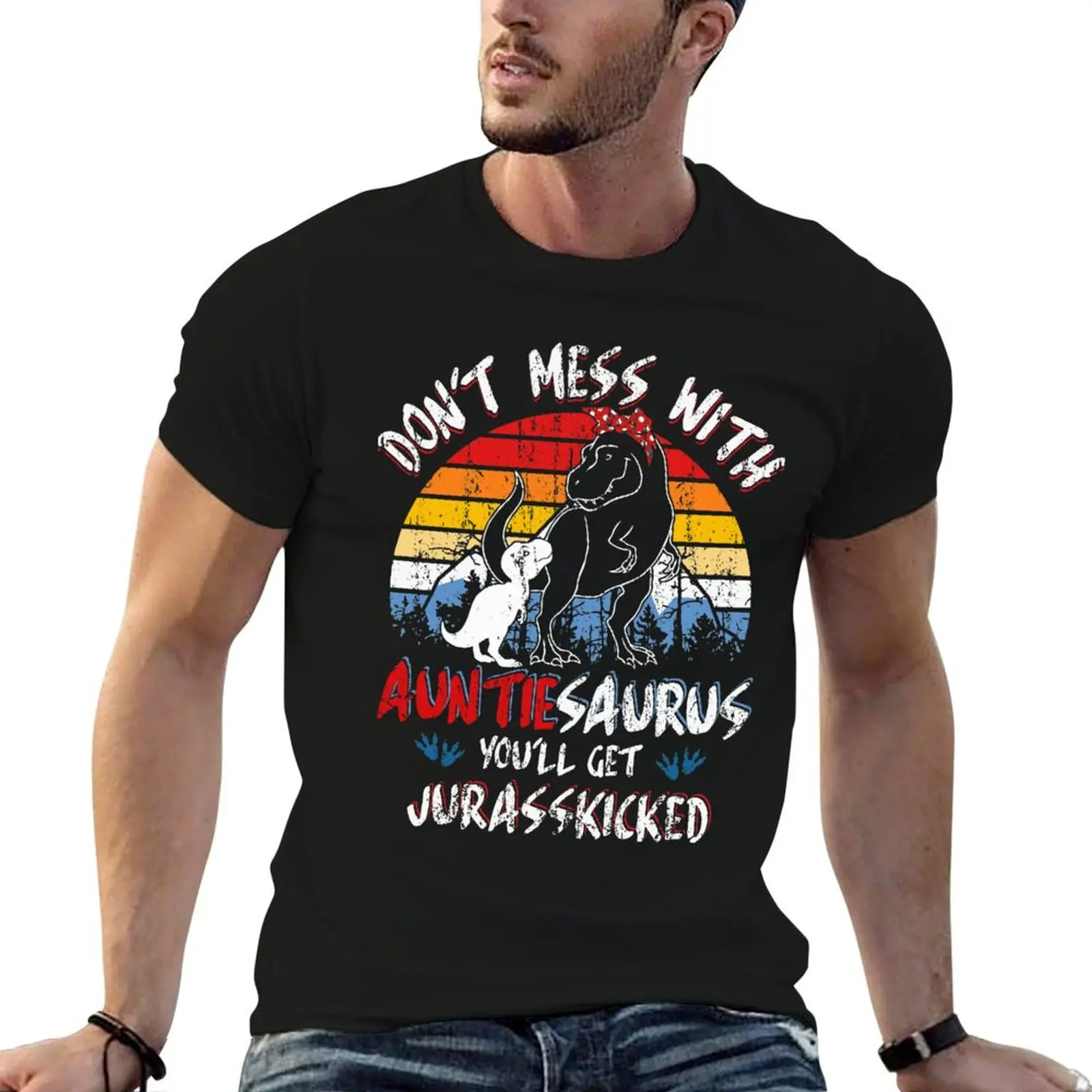 Auntiesaurus Shirt for Aunt Auntie Funny Mothers Day Gift Perfect Quote Vintage Shirt perfect matching dinosaur shirts g T-Shirt