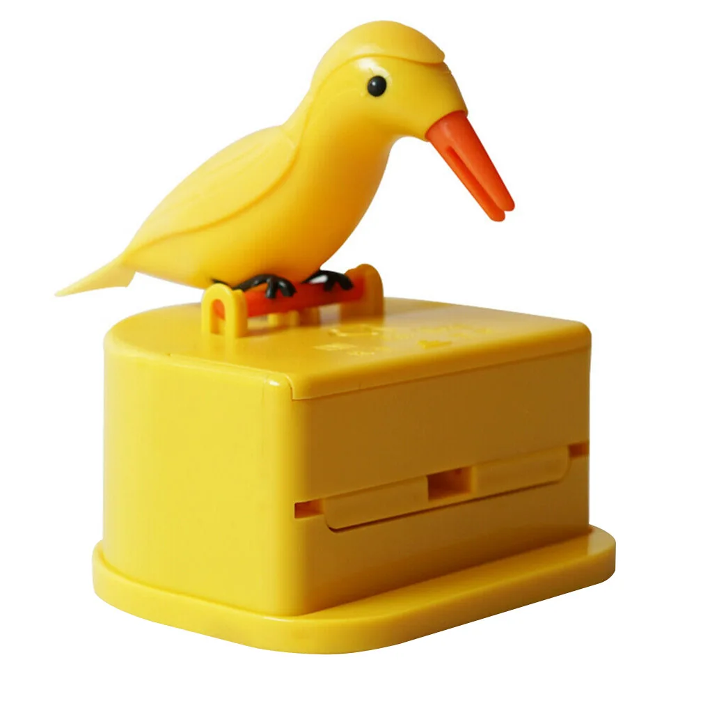 Small Bird Toothpick Container Automatic Dispenser Bird Shape Toothpick Holder Storage Box Creative Organizer Home Decoration