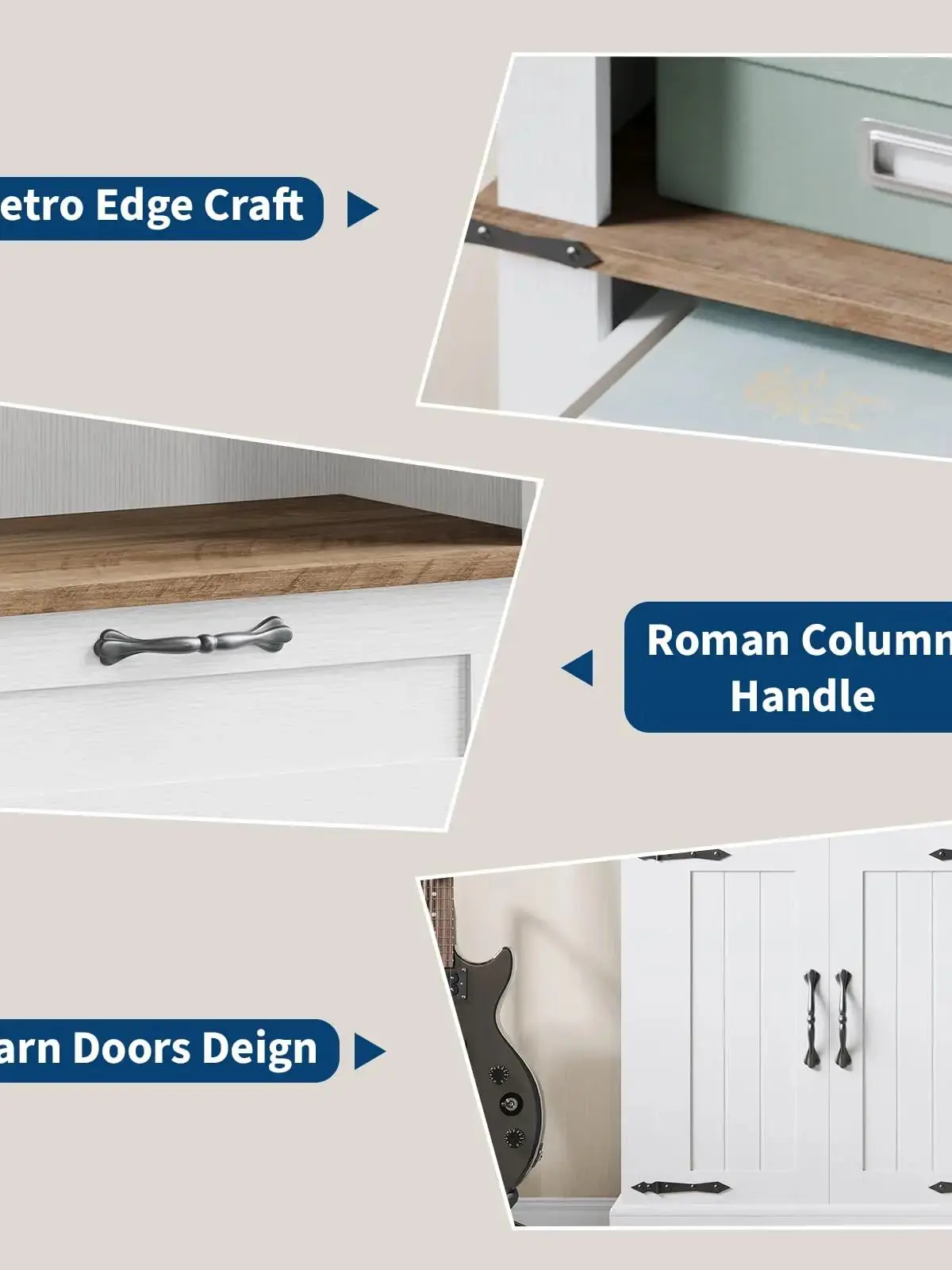 GarveeHome 60" Executive Desk with Storage, Modern Home Office Desk with Drawer & Cabinet, Wood Fluted Computer Desks Workstati