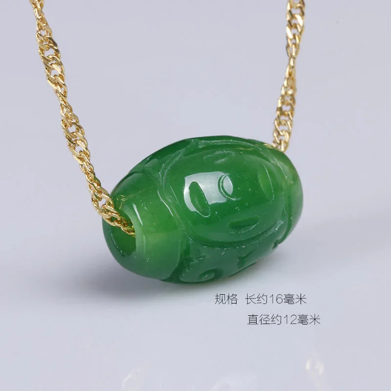 Natural A Green Jade Money Beads DIY Pendants Bangle Charm Jadeite Jewellery Fashion Accessories Amulet Gifts for Women Men