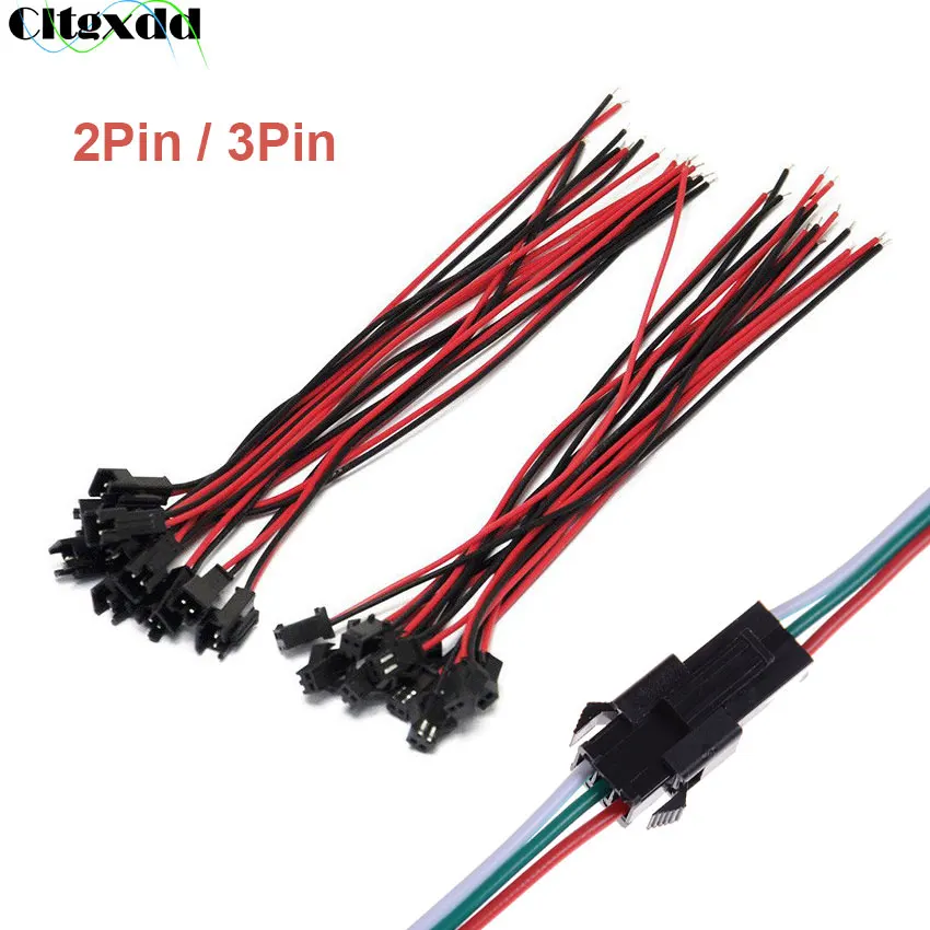 Cltgxdd 1 Pairs LED Lamp JST SM Connection Wire 2Pin 3Pin Plug Male to Female Terminal Connector