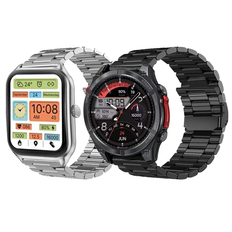 22 mm Armband für Zeblaze Stratos 4/3/Beyond 3 Pro, Edelstahlarmband für Zeblaze GTS 4/3/Btalk 3 Pro/Swim-Uhrenarmbänder