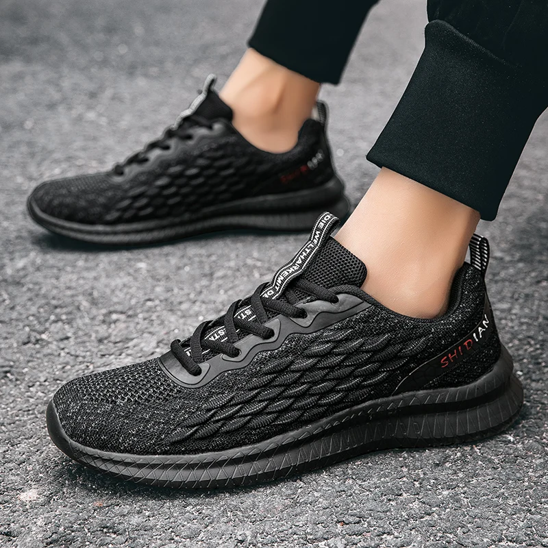 Men Sneakers Low Top Casual Shoes Summer Breathable Running Shoes Lace Up Mesh Sock Shoes Outdoor Travel Shoes Plus Size 39-46