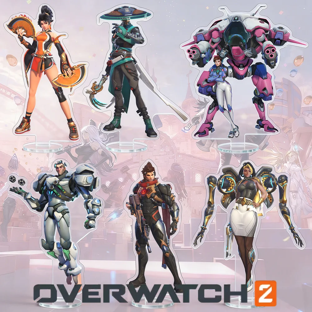 Overwatch 2 Mizuki Jetpack Cat Vendetta Domina Anran Emre D.Va Sigma Zenyatta Ramattra Ashe Figura de anime con base de acrílico y llavero