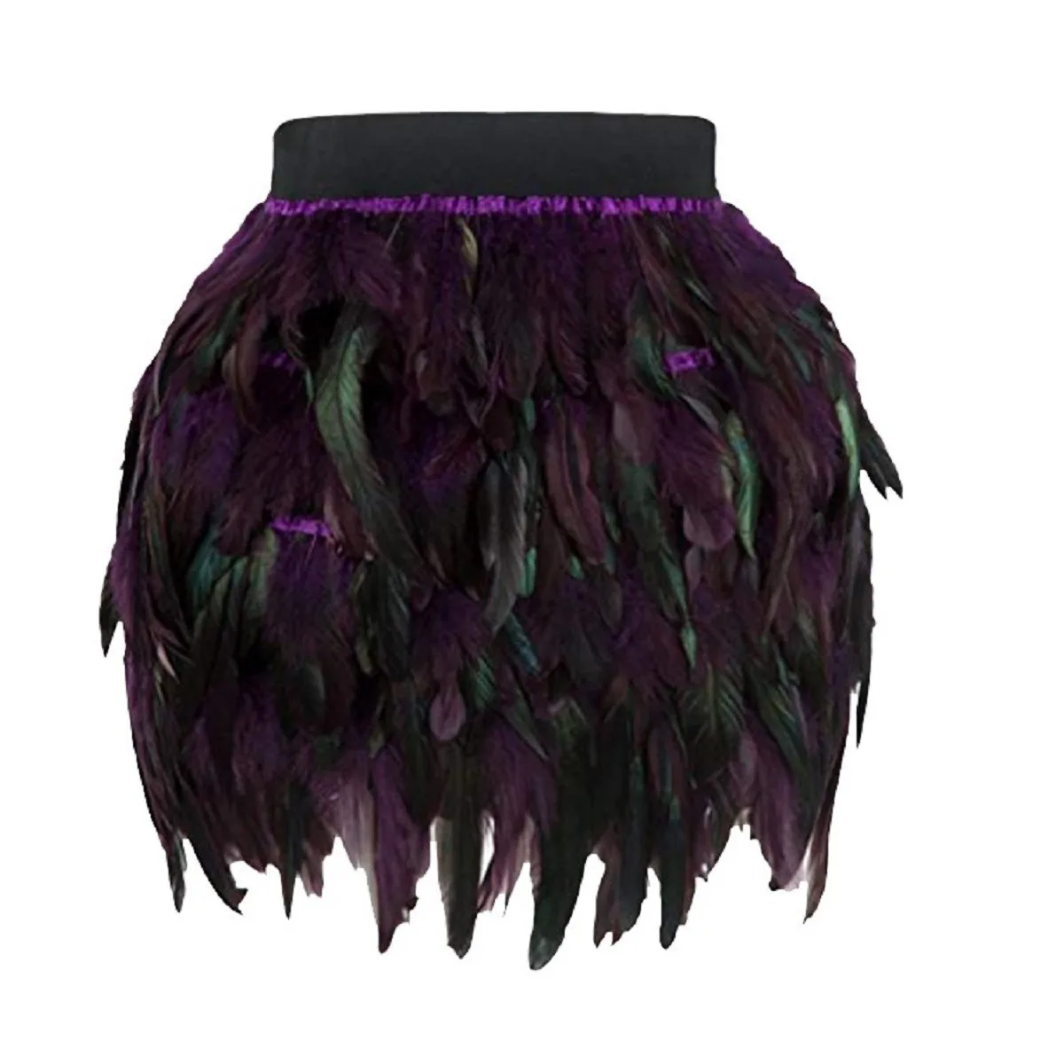 Christmas Santa Halloween Faux Feather Skirt Stage Costume Cosplay Mini Skirts for Women Performance Fashion A Line Skirt