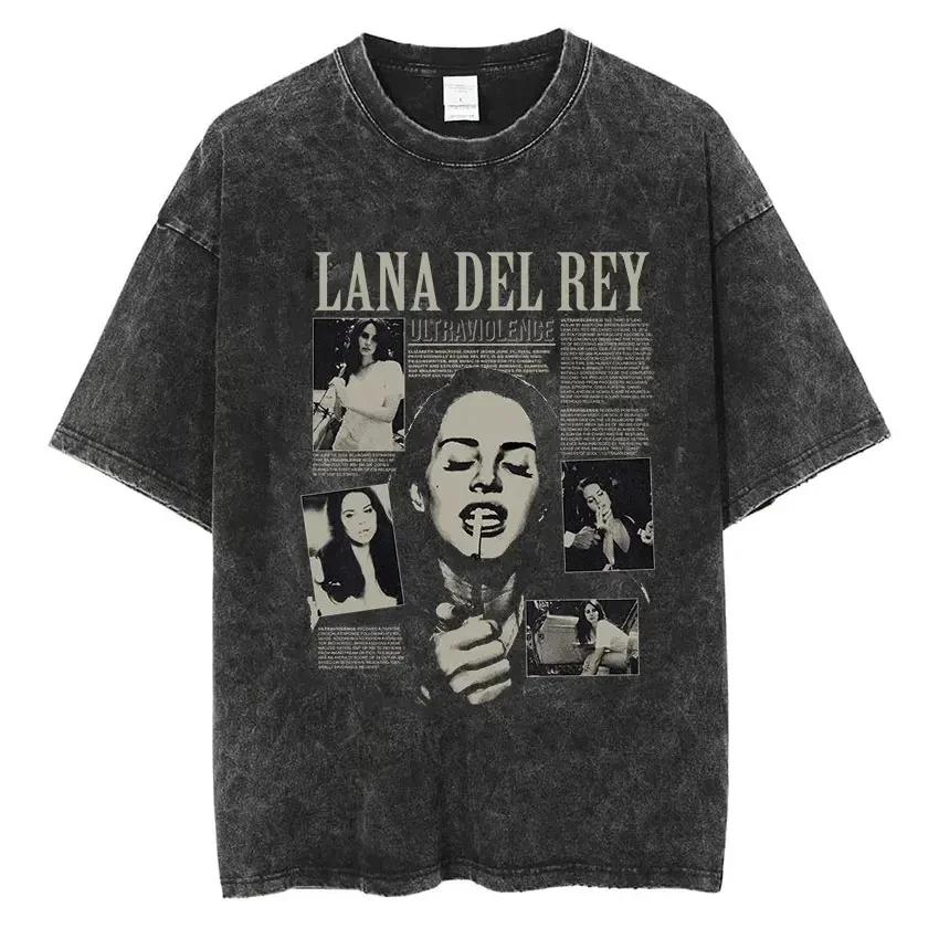 Singer Lana Del Rey Ldr Sailing Washed T-shirt Men Women Fashion Aesthetic Short Sleeve Tees Harajuku Vintage Streetwear T Shirt