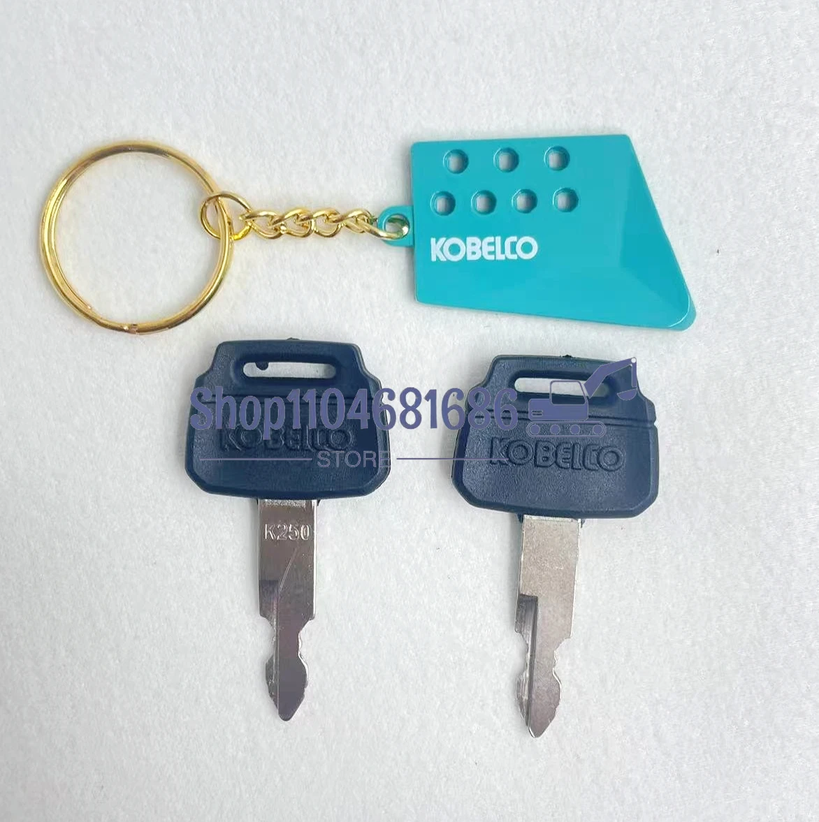2pcs K250 Key for Kobelco for Excavator Heavy Equipment Keychain Ignition Key with Excavator Knife Corner Plate Keychain