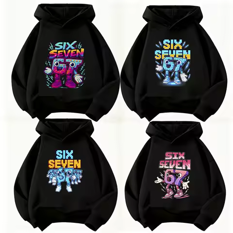 Funny Six Seven Italian Brainrot 67 Number Graphic Print Hoodie Boy/Girl Long Sleeved Kids Comfortable Sweatshirt